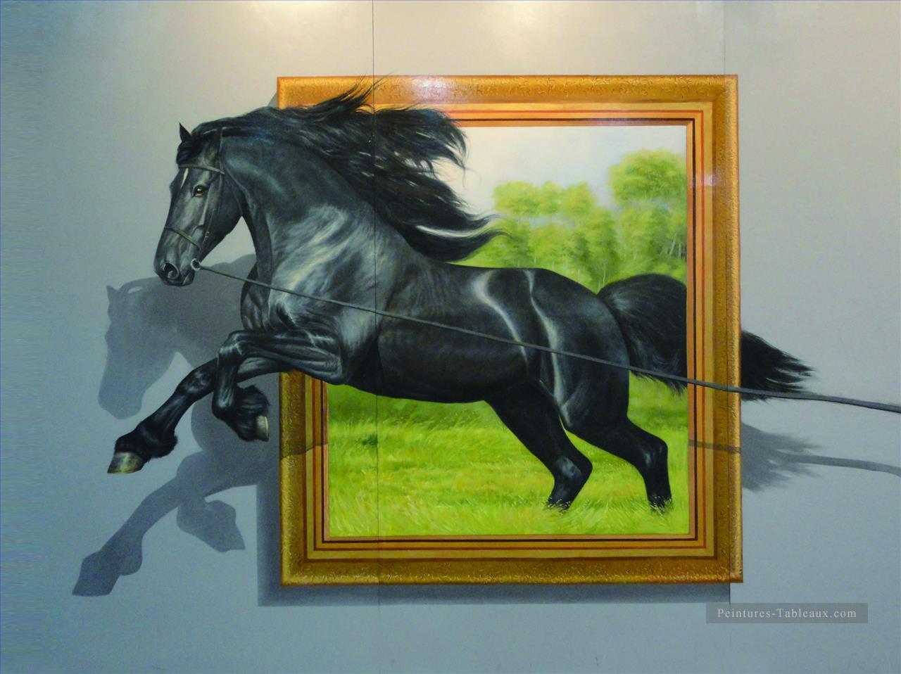 cheval hors cadre 3D Peintures à l'huile